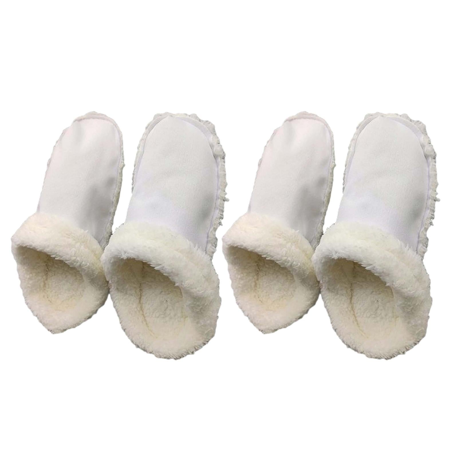 2xLiner Plush Slippers Cover Thick Plush Hole Shoes Cover for Bathroom Kitchen 19cm white