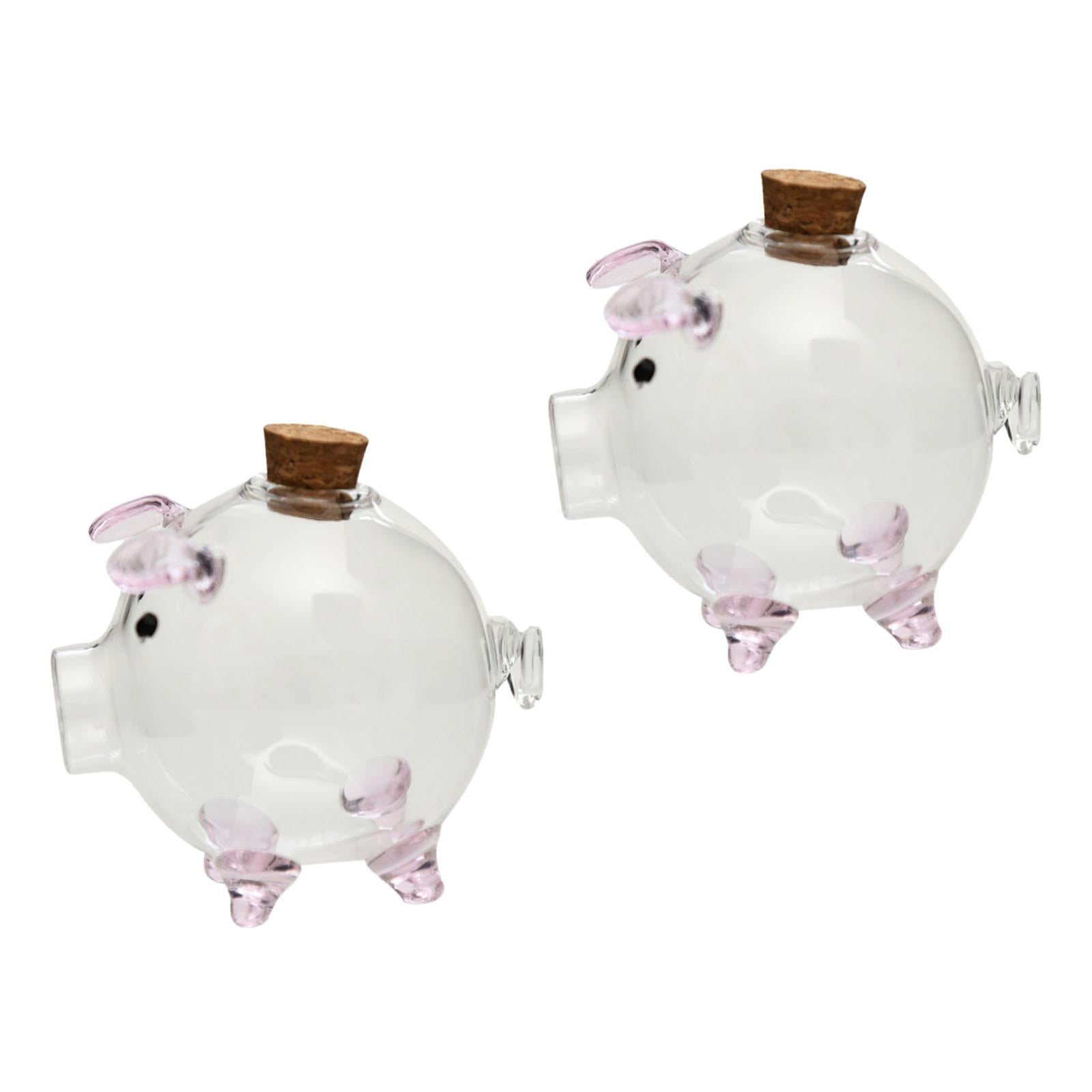 2xPiggy Bank Festival Gift Delicate Glass Pig Figurine for Kids Boys Exquisite