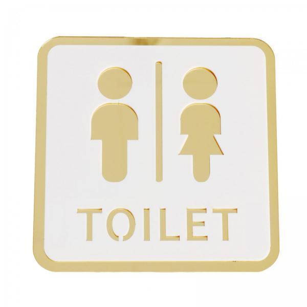 2xSquare Bathroom Sign Acrylic Washroom Plaque for Business Office Sturdy Style A