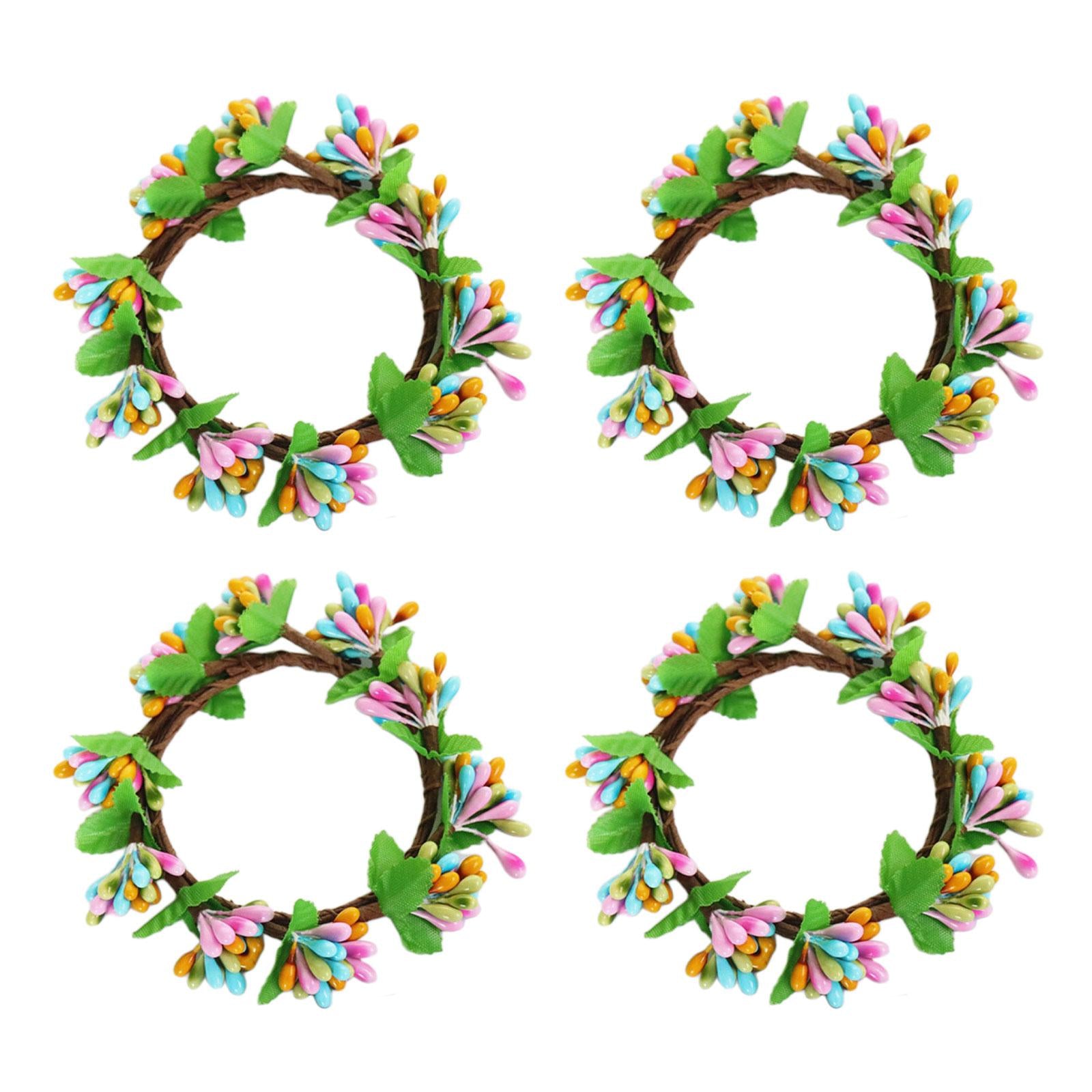 4x Easter Candle Rings Wreath Candleholder Decorations for Party Festival
