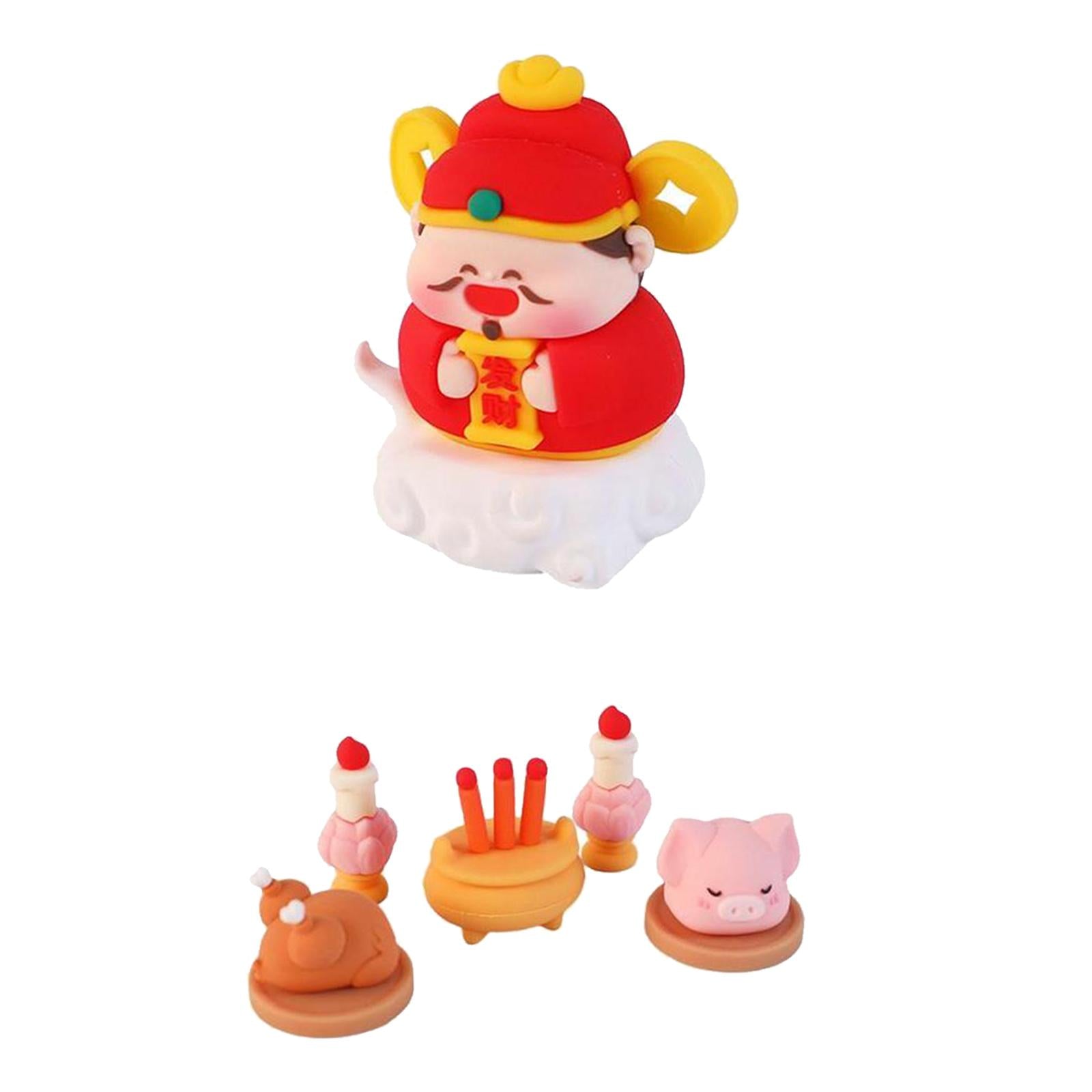 Blessings Figurine Chinese New Year Ornament Tribute Statue Sculpture