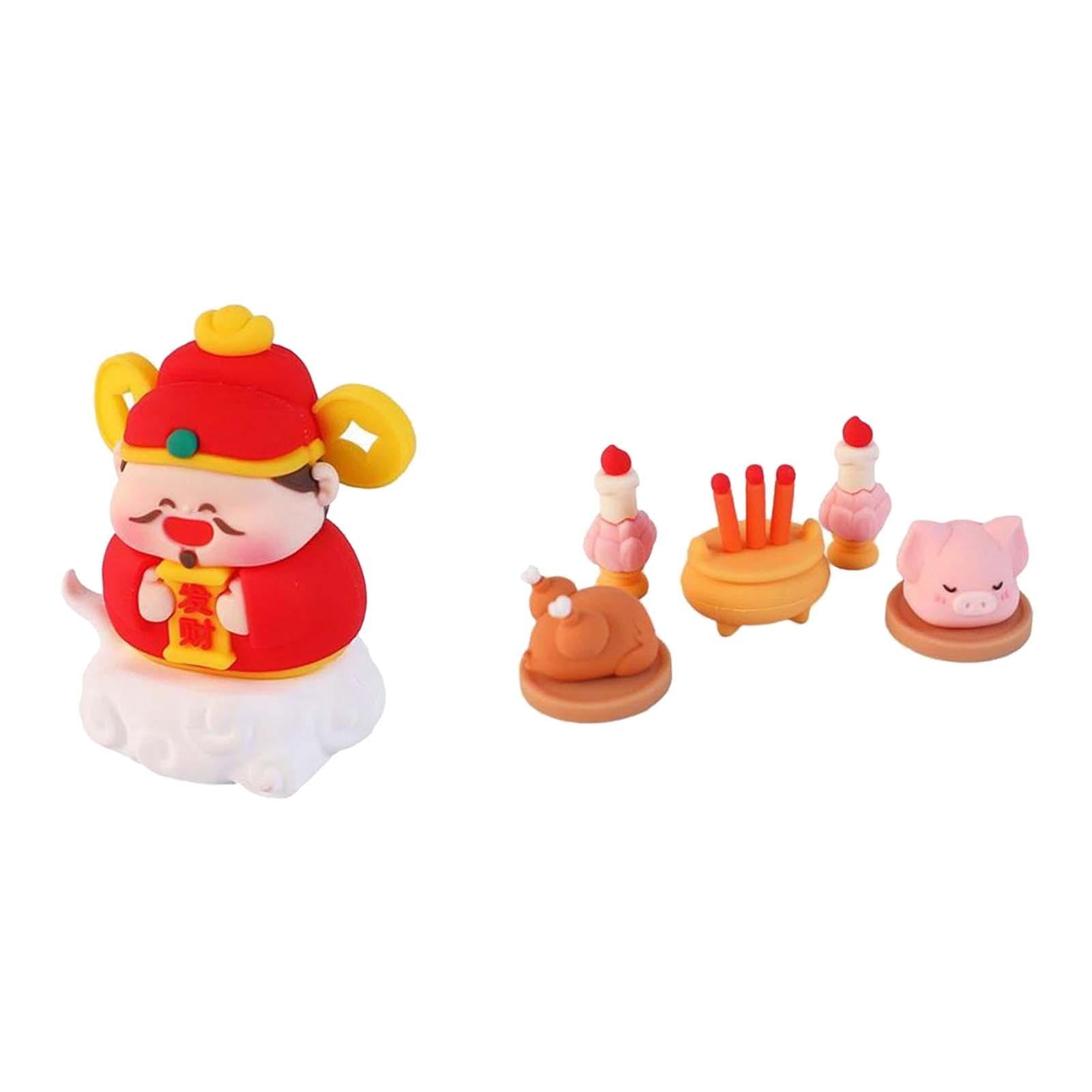 Blessings Figurine Chinese New Year Ornament Tribute Statue Sculpture