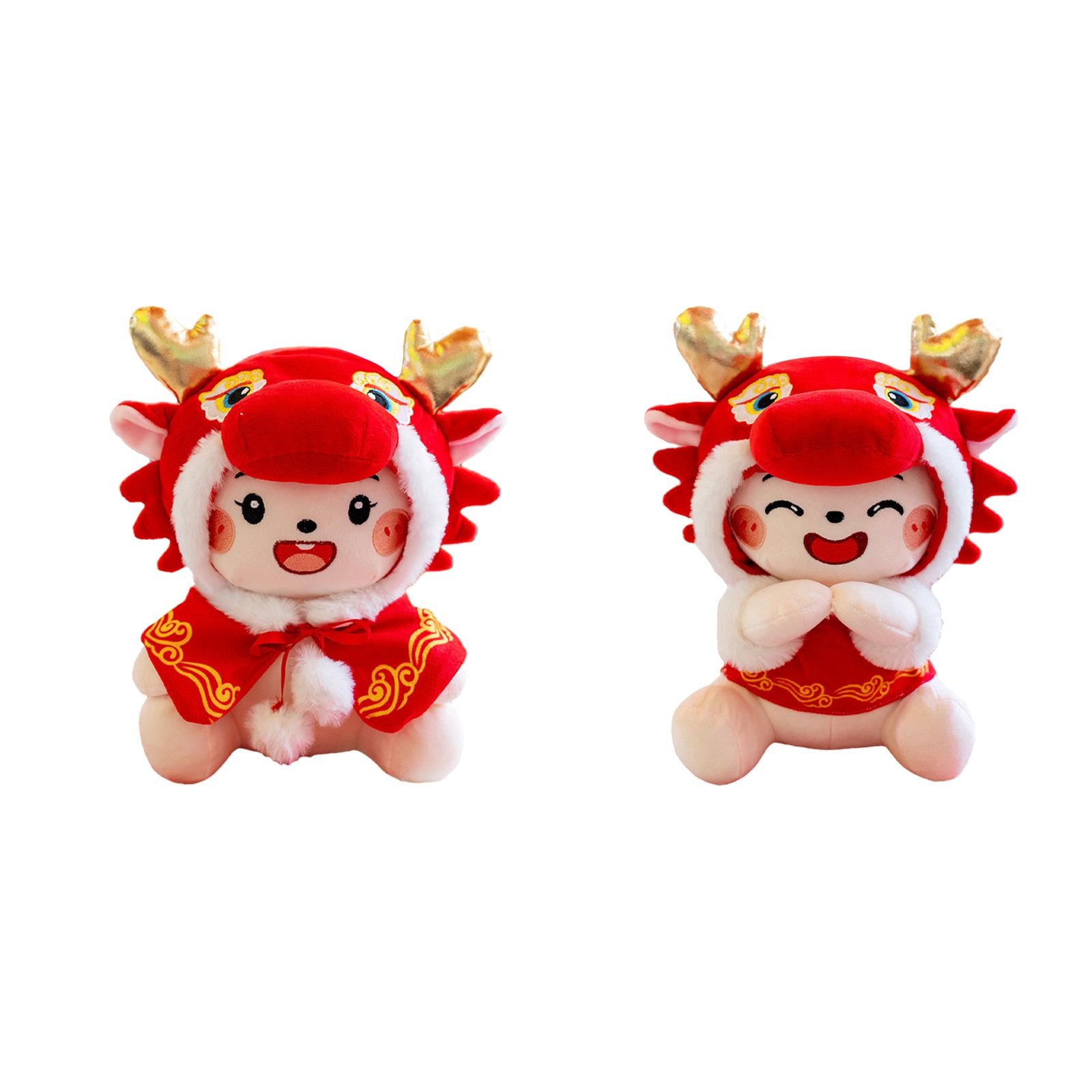 2 pcs Chinese New Year Dragon Plush Doll for Hotel Cafe Party Supply