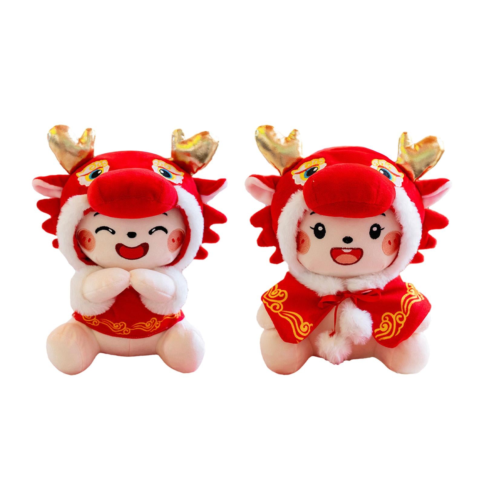2 pcs Chinese New Year Dragon Plush Doll for Hotel Cafe Party Supply