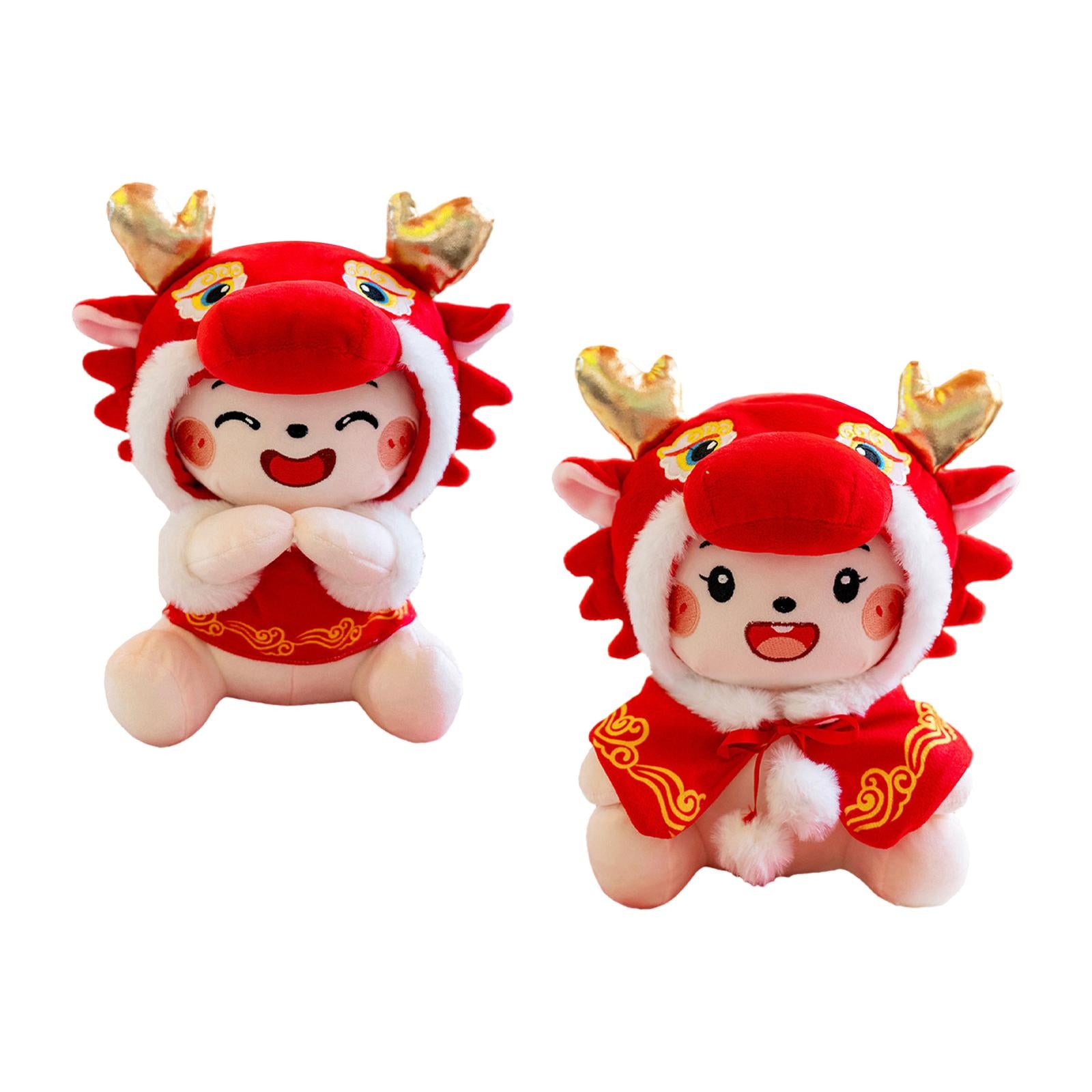 2 pcs Chinese New Year Dragon Plush Doll for Hotel Cafe Party Supply