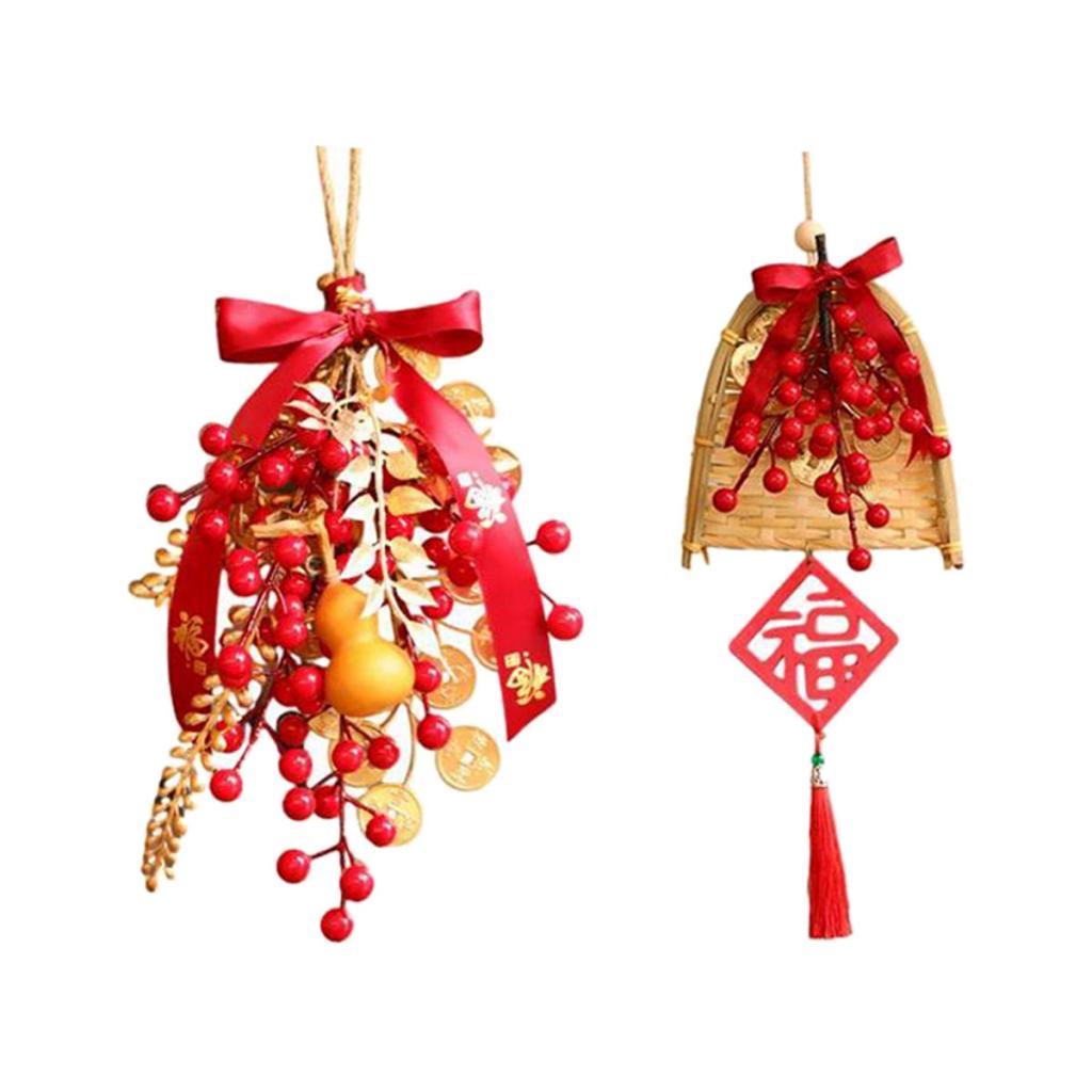 2 Piece Chinese New Year Decoration Artificial Farmhouse Entryway Wall Gourd
