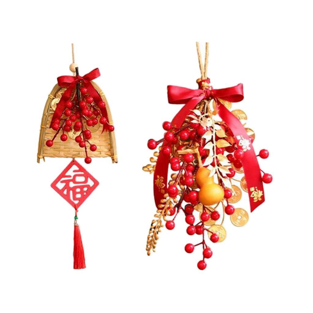 2 Piece Chinese New Year Decoration Artificial Farmhouse Entryway Wall Gourd