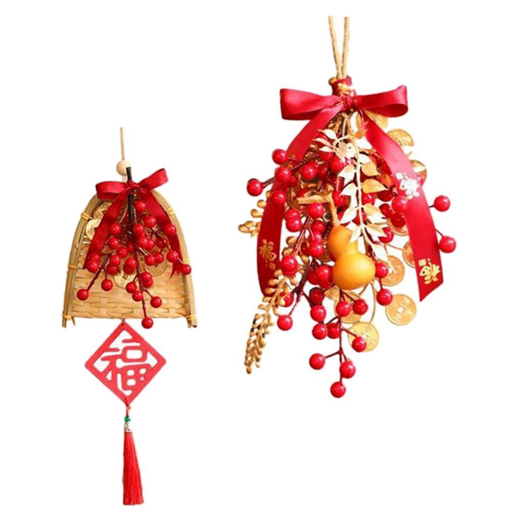 2 Piece Chinese New Year Decoration Artificial Farmhouse Entryway Wall Gourd