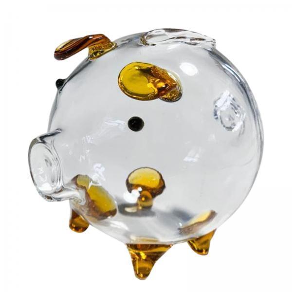 4xClear Glass Pig Piggy Bank Novelty Transparent Pig Piggy Bank Festival Gifts