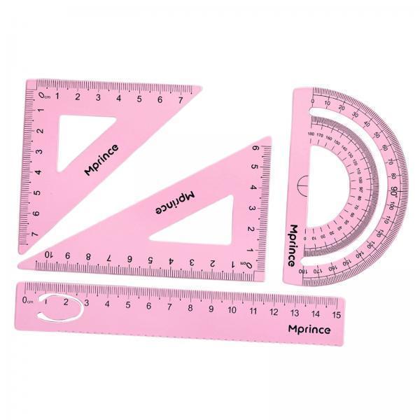 2xGeometry Math Ruler Metal Protractor Ruler Set for Home Carpentry