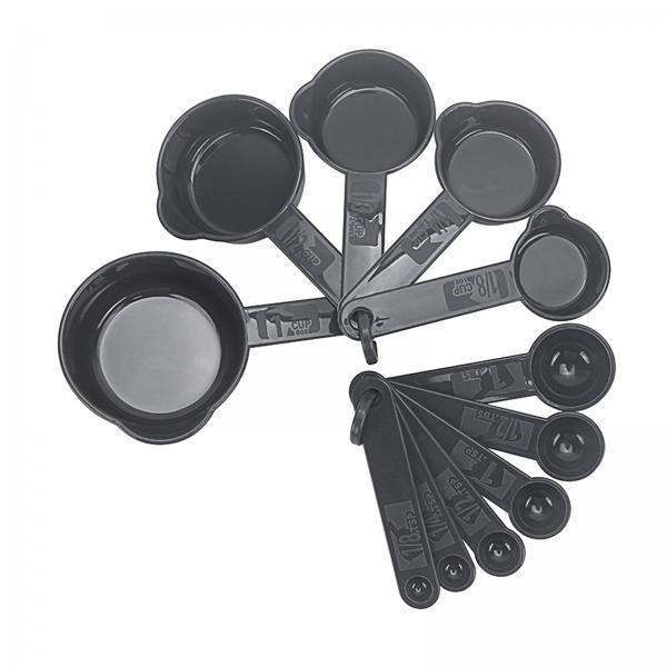 2xPP Measuring Spoons Cups Set with Scale Metering Spoon for Kitchen Tool Gray