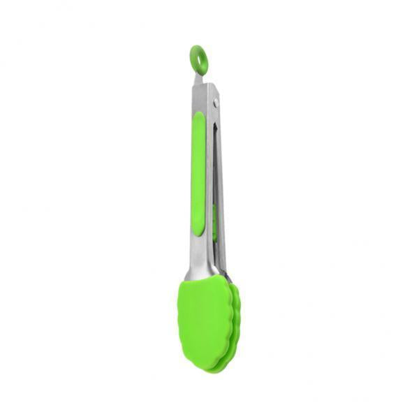 3xKitchen Tongs with Silicone Tips Food BBQ Cooking Utensil 7 inch Green