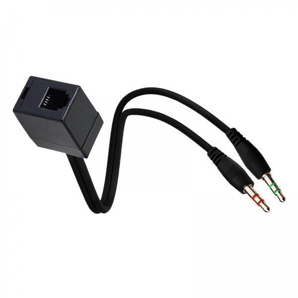 4xProfessional RJ9 4P4C Female to Dual 3.5mm Male Adapter Cable Converter