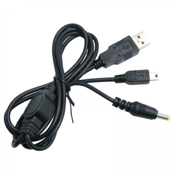 2x2 in 1 USB Charging High Speed Data Cable for Sony Psp 1000 2000 3000 Black