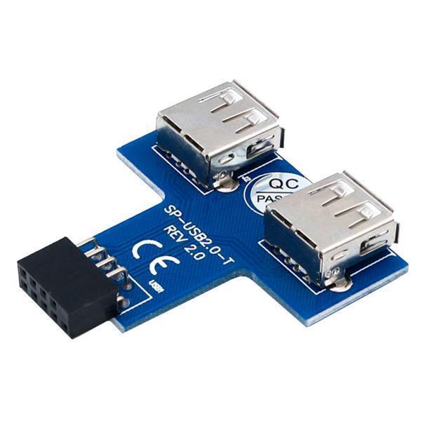 3xNew USB 2.0 9-Pin Header to 2 USB A Female Port I Type Internal Adapter