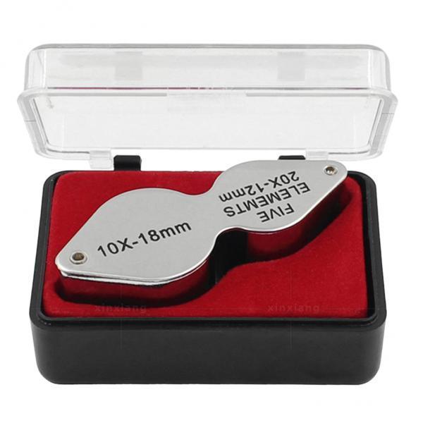 3xFoldable Miniature Magnifying Glass Twin Lens 10X 20X Magnifier for Jewelrys