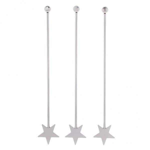 3x3 Pieces Stainless Steel Coffee Beverage Stirrers Cocktail Swizzle Stick A