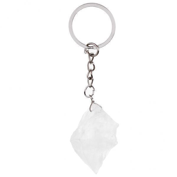 3xNatural Crystal Raw Gemstone Key Ring Key Chain Bag Pendant White