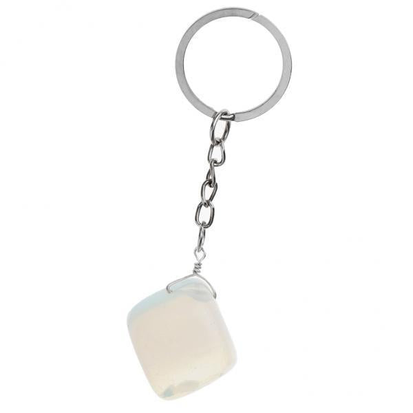 2xNatural Crystal Raw Gemstone Key Ring Key Chain Bag Pendant Opal
