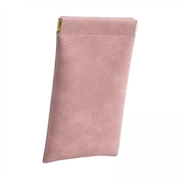 3xPortable Sunglasses Pouch Sunglasses Storage Pouch Soft PU Leather Case Pink