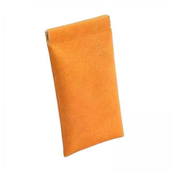 4xPortable Sunglasses Pouch Sunglasses Storage Pouch Soft PU Leather Case Orange
