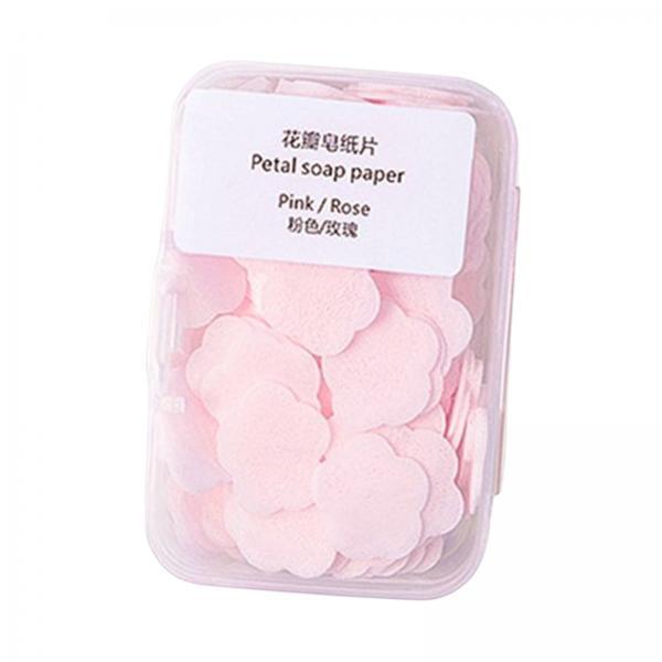 2xSoap Sheets Cute Mini Flower Shape Paper Soap Handwashing Soap for Camping Pink rose flavor