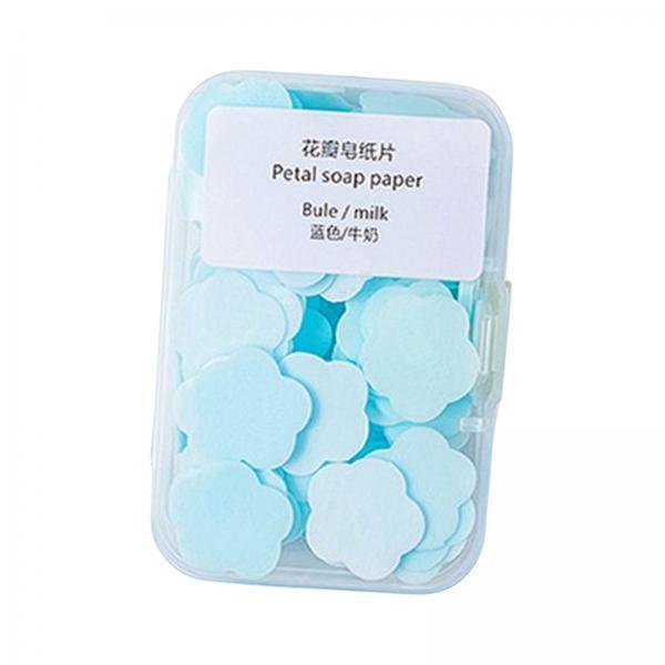 3xSoap Sheets Cute Mini Flower Shape Paper Soap Handwashing Soap for Camping Blue milk flavor