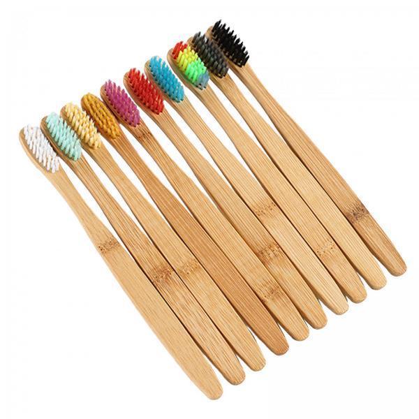 2x10x Wooden Toothbrush Soft Bristles Comfortable Grip Colorful for Cleaning