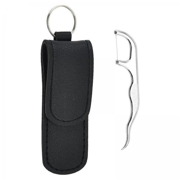 2xToothpicks Pocket Set Reusable with Holder Metal Toothpicks  Set of 2
