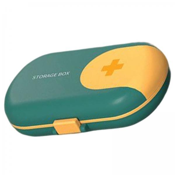 3xPortable Medicine Storage Box with Pill Cutter for Capsule Travel Elders Green