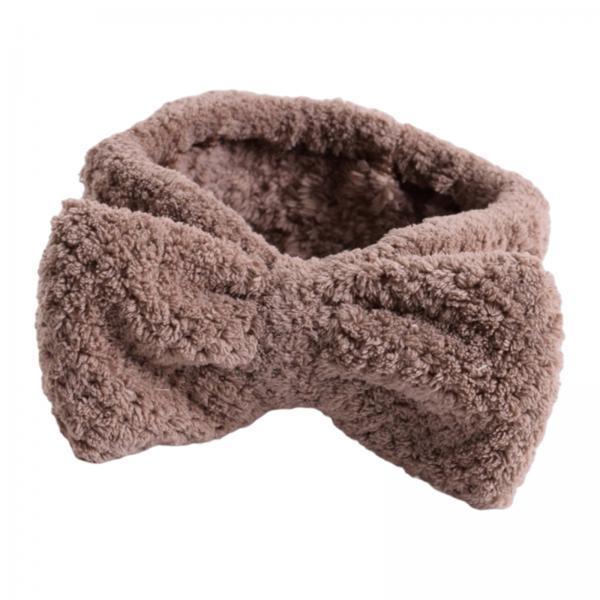 3xSPA Headband Coral Fleece Head Wraps Soft for Facial Wash Women Dark Brown