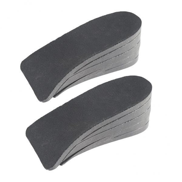 3xPVC Height Increase Insoles Elevator Taller Shoes Inserts For Men Women Black