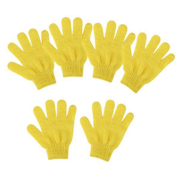 2x6 Pieces Exfoliating Body Scrub Shower Gloves Bath Massage SPA Mitts Yellow