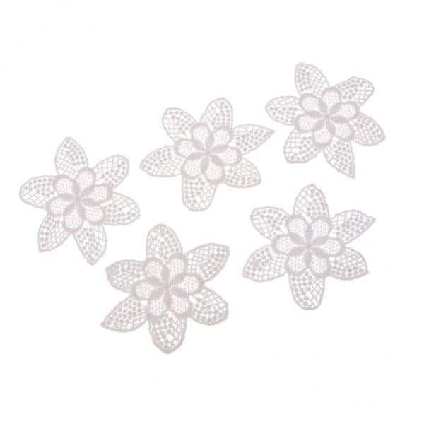 2x5Pcs White Embroidered Flower Patches Appliques DIY Clothes Dress Bag Decor