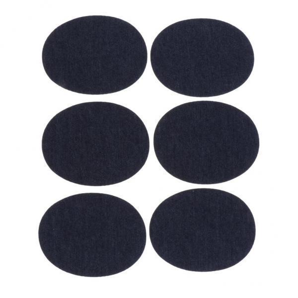 2x6 Pieces/Pack Denim Iron On Jean Patches Jeans Repair Kit Oval Navy Blue