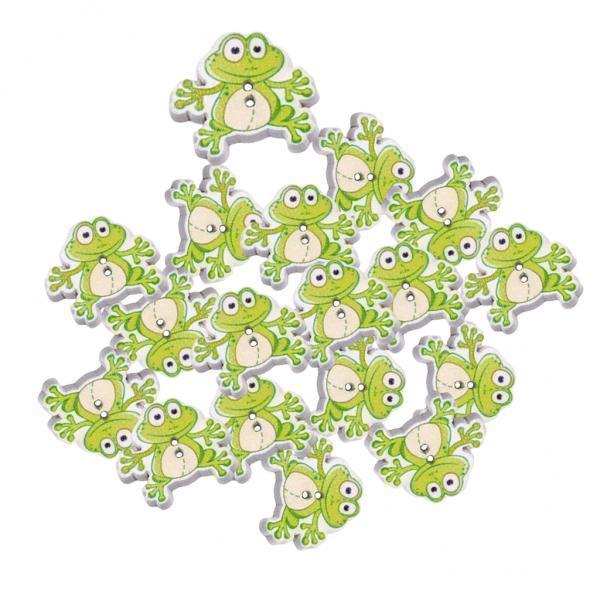 3x50Pcs Frog Buttons DIY Clothing Decorative Button Crafts 2 Holes Wood Button