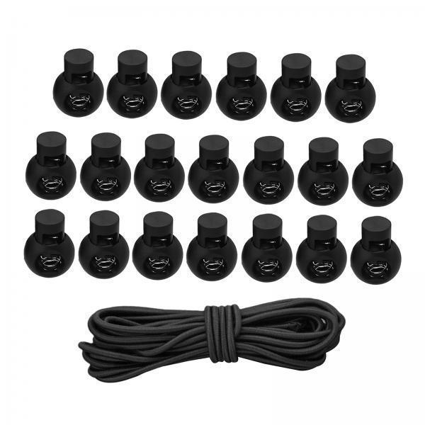 2x20pcs Plastic Cord Locks End Spring Loaded Slider + 3m Bungee Cord Style 4