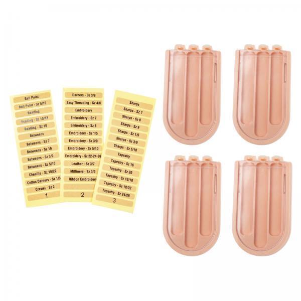 2x4 Pieces Sewing Needle Storage Box Three Grid for Knitting Travel Embroidery Pink