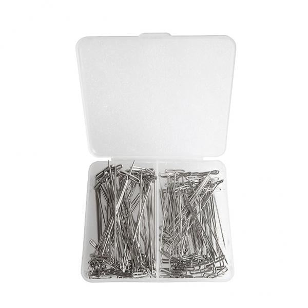 2x110 Pieces Mixed Sizes Metal Wig T-Pins with Plastic Box 38mm & 51mm