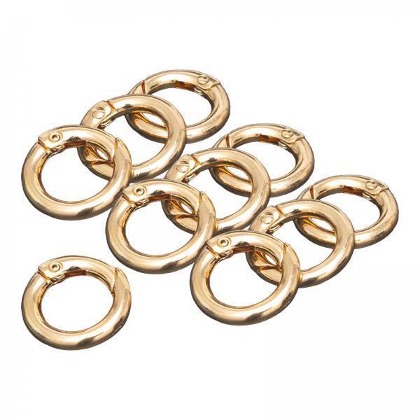 2x10Pcs Round Spring Snap Hooks Carabiner Circle for Key Chains Key Aureate 20mm