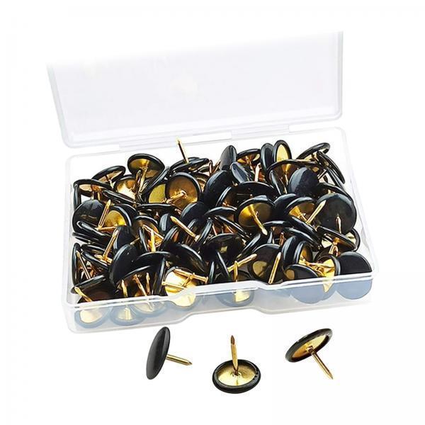 4x200x Flat Back Push Pins Pushpins Cork Boards Thumb Tacks for School Notice Black
