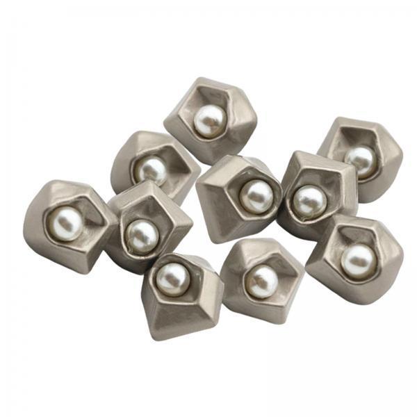 4x10Pcs Pearl Buttons Sewing Fasteners Decoration for DIY Crafting Silver Gray
