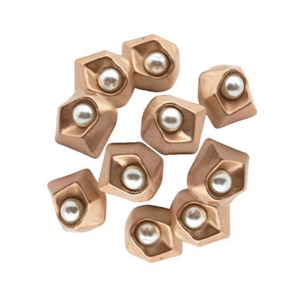 4x10Pcs Pearl Buttons Sewing Fasteners Decoration for DIY Crafting Gold