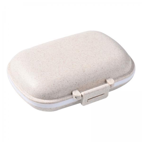 2xTravel Pill Box 8 Grids Pill Container Sealed Pill Holder Portable Pill Case light khaki