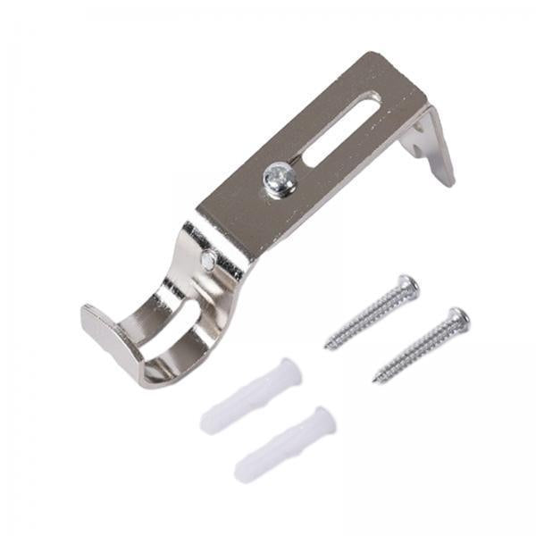 2xCurtain Rod Bracket Single Rod Bracket for Wall Curtain Rod Hook with Screws Silver