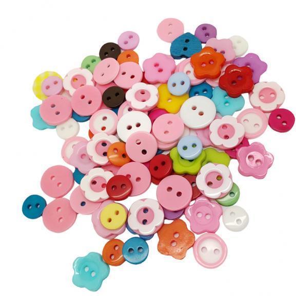 4x100Pcs Mixed Colors Resin Buttons Fit Sewing /Scrapbooking Children Gift