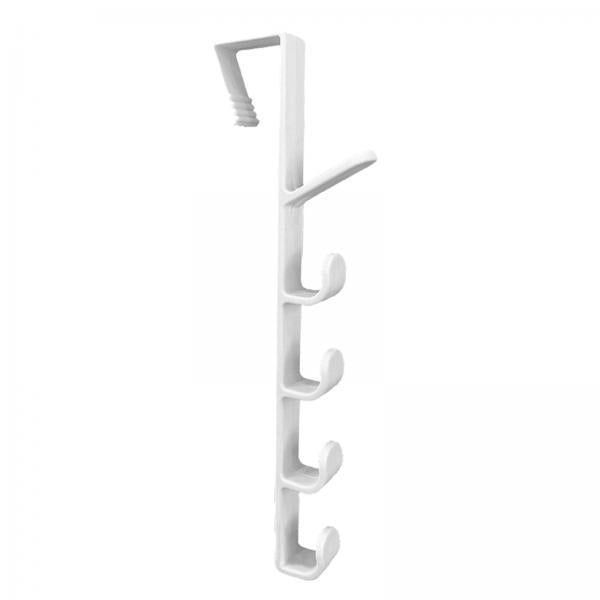 2xDoor Hanger Heavy Duty behind Back of Door 5 Hooks for Hanging Clothes Coats White