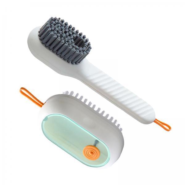 4xCleaning Brush with Soap Dispenser Clothes Shoes Washing Brush for Household White 2pcs