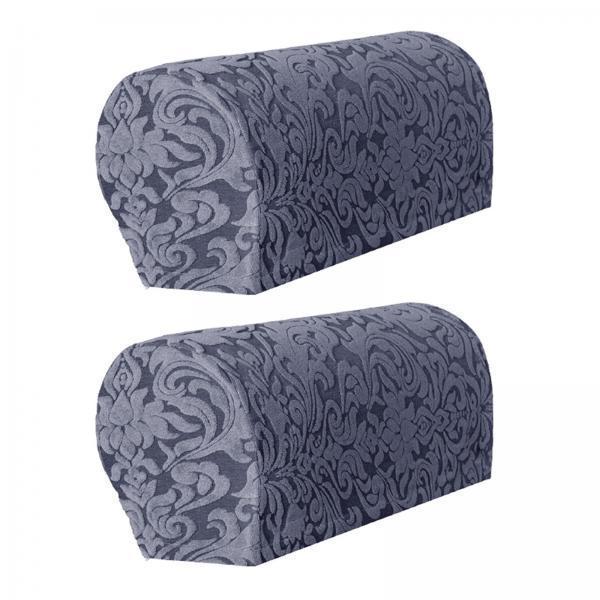 3xHigh Stretch Sofa Armrest Cover Jacquard Sofa Armchair Slipcovers Grey