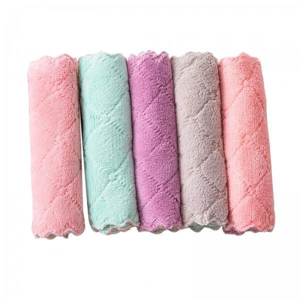 3xSoft Velvet Kitchen Towels 9.8x9.8inch Water Absorption Durable Fast Drying 5Pcs